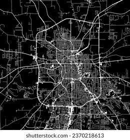 1:1 square aspect ratio vector road map of the city of Tyler Texas in the United States of America with white roads on a black background.