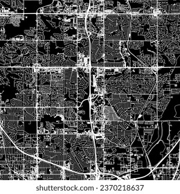 1:1 square aspect ratio vector road map of the city of Thornton Colorado in the United States of America with white roads on a black background.