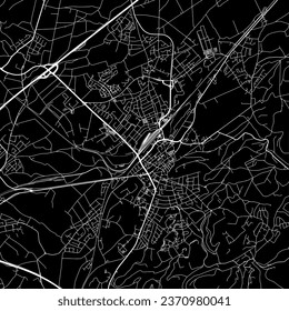 1:1 square aspect ratio vector road map of the city of Homburg in Germany with white roads on a black background.