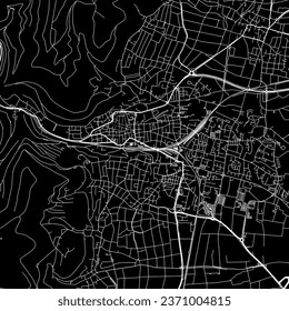 1:1 square aspect ratio vector road map of the city of Neustadt an der Weinstrasse in Germany with white roads on a black background.