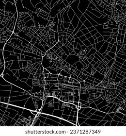 1:1 relación de aspecto cuadrado hoja de ruta vectorial de la ciudad de Bad Homburg en Alemania con caminos blancos sobre fondo negro.