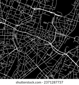 1:1 square aspect ratio vector road map of the city of Munchen Zentrum in Germany with white roads on a black background.