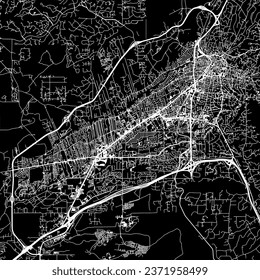 1:1 square aspect ratio vector road map of the city of Santa Fe New Mexico in the United States of America with white roads on a black background.