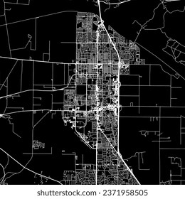 1:1 square aspect ratio vector road map of the city of Santa Maria California in the United States of America with white roads on a black background. svg