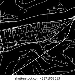 1:1 square aspect ratio vector road map of the city of Heidelberg Zentrum in Germany with white roads on a black background.