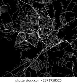 1:1 square aspect ratio vector road map of the city of Brandenburg an der Havel in Germany with white roads on a black background.