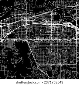1:1 square aspect ratio vector road map of the city of Spokane Valley Washington in the United States of America with white roads on a black background.