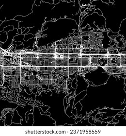 1:1 square aspect ratio vector road map of the city of Simi Valley California in the United States of America with white roads on a black background.