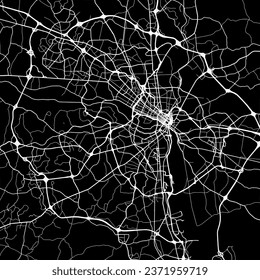 1:1 square aspect ratio vector road map of the city of Richmond Virginia in the United States of America with white roads on a black background.