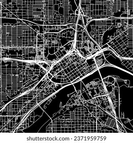 1:1 square aspect ratio vector road map of the city of Saint Paul Minnesota in the United States of America with white roads on a black background.