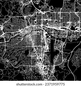 1:1 square aspect ratio vector road map of the city of Reno Nevada in the United States of America with white roads on a black background.