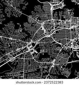 1:1 square aspect ratio vector road map of the city of Portsmouth Virginia in the United States of America with white roads on a black background.