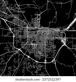 1:1 square aspect ratio vector road map of the city of Pine Bluff Arkansas in the United States of America with white roads on a black background.