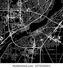 1:1 square aspect ratio vector road map of the city of Perrysburg Ohia in the United States of America with white roads on a black background.