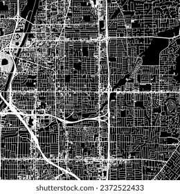 1:1 square aspect ratio vector road map of the city of Orange California in the United States of America with white roads on a black background.
