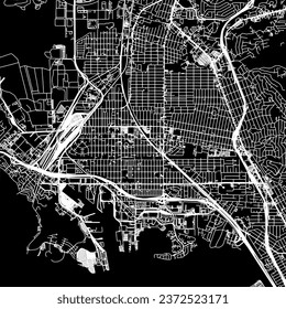 1:1 square aspect ratio vector road map of the city of Richmond California in the United States of America with white roads on a black background.
