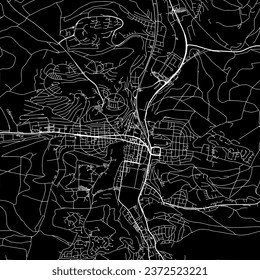 1:1 square aspect ratio vector road map of the city of Heidenheim an der Brenz in Germany with white roads on a black background.