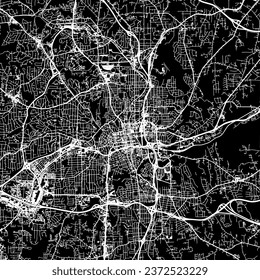 1:1 square aspect ratio vector road map of the city of Winston–Salem North Carolina in the United States of America with white roads on a black background.