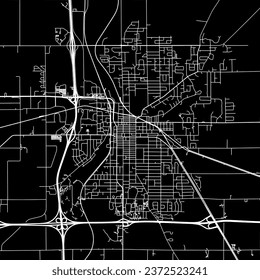1:1 square aspect ratio vector road map of the city of Owatonna Minnesota in the United States of America with white roads on a black background.
