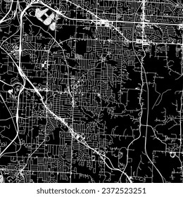 1:1 square aspect ratio vector road map of the city of Raytown Missouri in the United States of America with white roads on a black background.