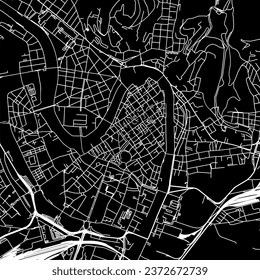 1:1 square aspect ratio vector road map of the city of Verona Centro in Italy with white roads on a black background.