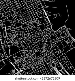 1:1 square aspect ratio vector road map of the city of Palermo Centro in Italy with white roads on a black background.