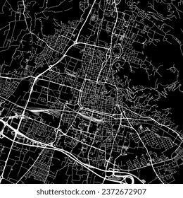 1:1 square aspect ratio vector road map of the city of Brescia in Italy with white roads on a black background.