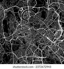 1:1 square aspect ratio vector road map of the city of Roma in Italy with white roads on a black background.