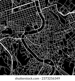 1:1 square aspect ratio vector road map of the city of Roma Centro in Italy with white roads on a black background.