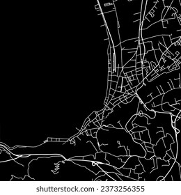 1:1 quadratisches Seitenverhältnis, Vektorkarte der Stadt Castellammare di Stabia in Italien mit weißen Straßen auf schwarzem Hintergrund.