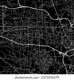 1:1 square aspect ratio vector road map of the city of Giugliano in Campania in Italy with white roads on a black background.