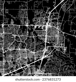 1:1 square aspect ratio vector road map of the city of McKinney Texas in the United States of America with white roads on a black background.