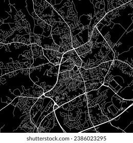 1:1 square aspect ratio vector road map of the city of Rochdale in the United Kingdom with white roads on a black background.