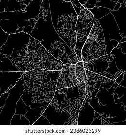 1:1 square aspect ratio vector road map of the city of Macclesfield in the United Kingdom with white roads on a black background.