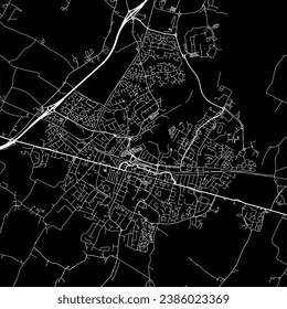 1:1 square aspect ratio vector road map of the city of Sittingbourne in the United Kingdom with white roads on a black background.