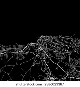 1:1 square aspect ratio vector road map of the city of Margate in the United Kingdom with white roads on a black background.