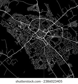 1:1 square aspect ratio vector road map of the city of Aylesbury in the United Kingdom with white roads on a black background.