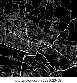 1:1 square aspect ratio vector road map of the city of Slough in the United Kingdom with white roads on a black background.