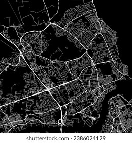 1:1 square aspect ratio vector road map of the city of Tynemouth in the United Kingdom with white roads on a black background.