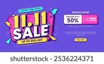 11 11 super sale promo banner with discount offer. 11 11 shopping festival super sale banner. Flash sale special offer banner for social media post or website banner. Flash sale campaign