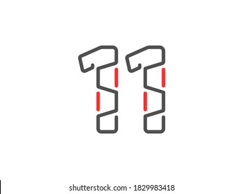 11 vector number. Modern trendy, creative style line design. For logo, brand label, design elements, corporate identity, application etc. İsolated vector illustration          