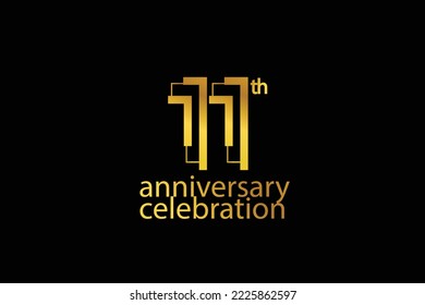 11 year anniversary celebration abstract style logotype. anniversary with purple, yellow, orange color isolated on white background, vector design for celebration vector