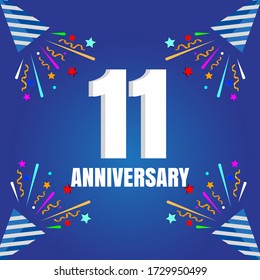 11 year anniversary celebration, vector design for celebrations, invitation cards and greeting cards