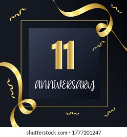 11 años de celebración, diseño vectorial para celebraciones, tarjetas de invitación y tarjetas de felicitación