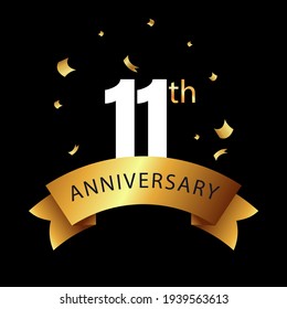11 años de celebración, diseño vectorial para celebraciones, tarjetas de invitación y tarjetas de felicitación
