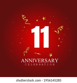 11 años de celebración, diseño vectorial para celebraciones, tarjetas de invitación y tarjetas de felicitación