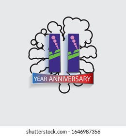 11 Year Anniversary Vector Template Design Illustration