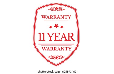 11 year red warranty icon vector