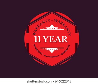 11 year red warranty icon vector vintage grunge guarantee background
