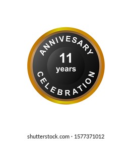 11 years anniversary badge. Vector and illustration. gold and black design - Vector 
